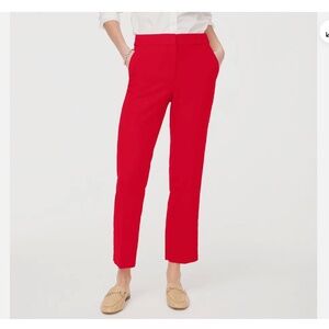 J CREW MARTIE ANKLE PANT IN BI-STRETCH COTTON - RED 4 NWT